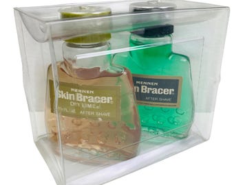 Vintage Mennen Skin Bracer Original & Dry Lime After Shave 1,5 Unzen Glasflaschen