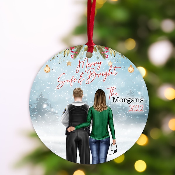 Personalized Police Officer & Dispatcher Christmas Ornament | Blue Line Gift