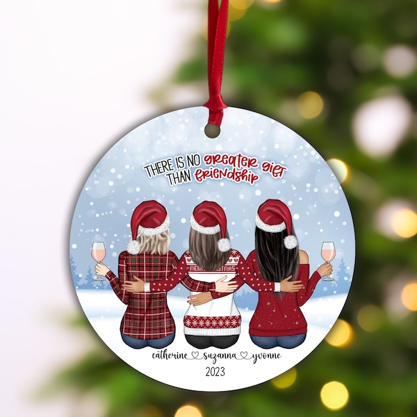 3 Person Personalized Best Friend Ornament | BFF Ornament | Sisters Gift Ornament | Co-worker