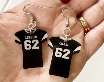 Custom Replica Football Jersey Mom Earrings, Football Team Earrings, Personalized Jersey with Name and Number