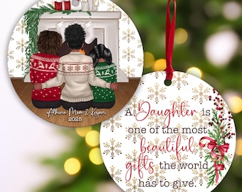 Mother Daughter Gift Holiday Christmas Ornament Two Daughters are a Gift
