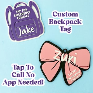 Backpack tag for kids | Emergency Contact Backpack Tag | NFC Backpack Tag | NFC Keychain | Emergency Contact NFC Keychain