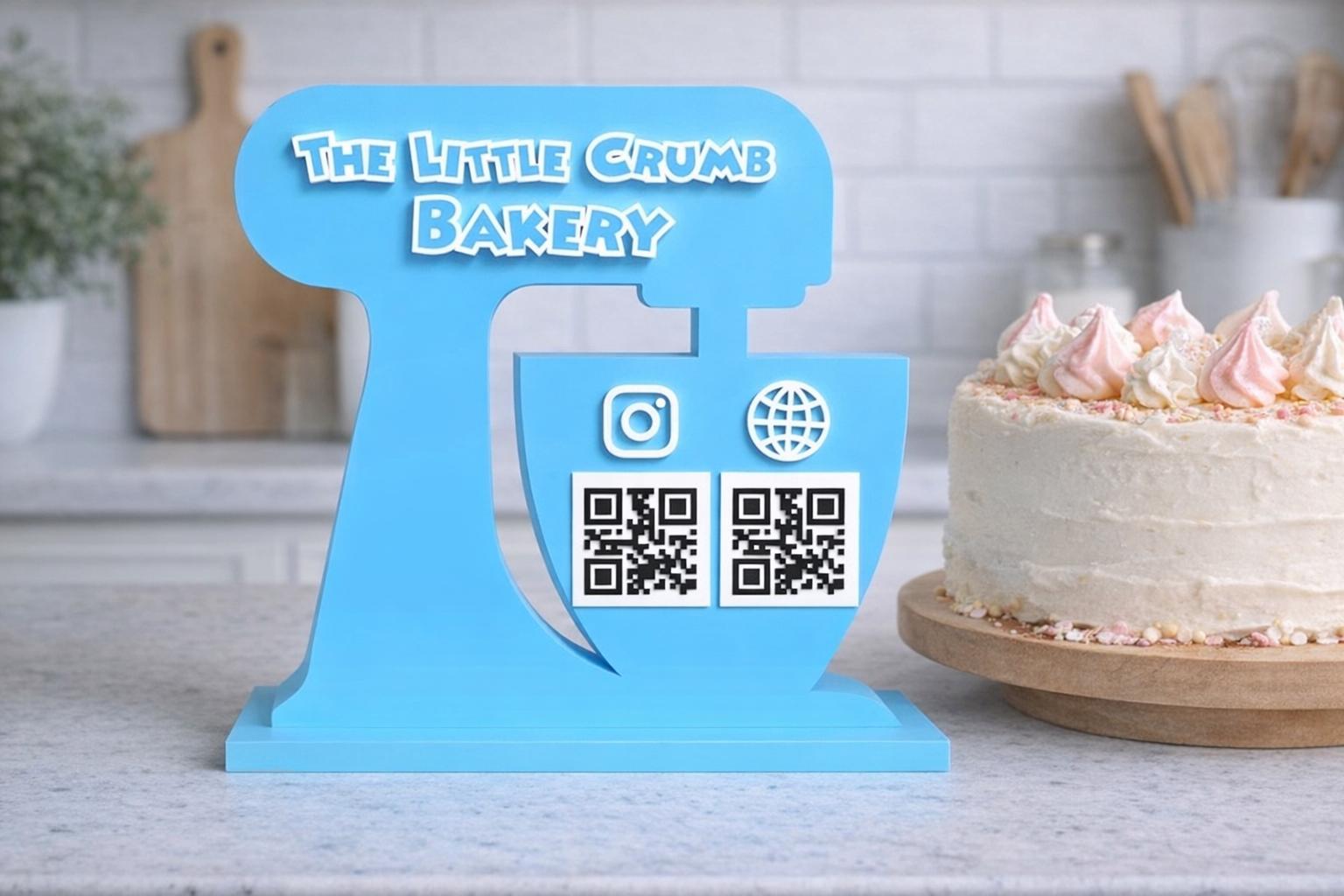 Baker Stand Sign, QR Code Sign, QR Code for Businesses, Bakery Sign, 3D ...