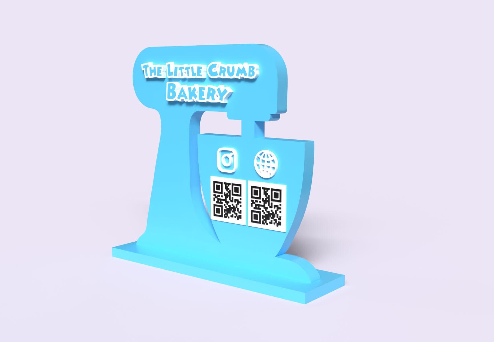 Baker Stand Sign, QR Code Sign, QR Code for Businesses, Bakery Sign, 3D ...