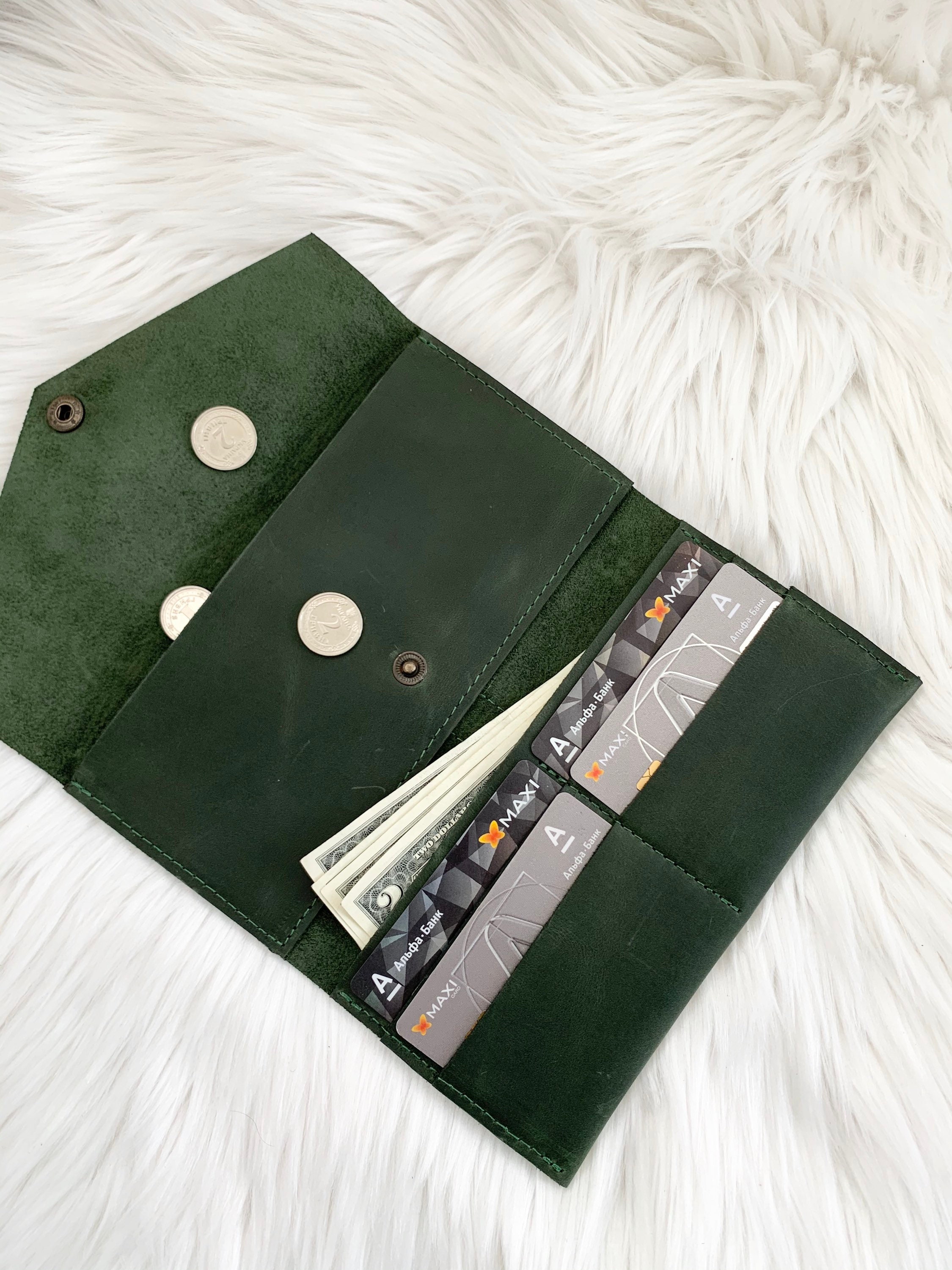 Green leather wallet for women Gifts for her Leather womens Etsy