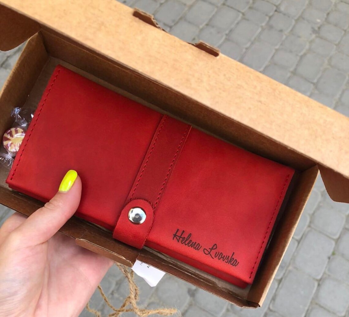 Cartera personalizada billetera roja para mujer cartera de Etsy