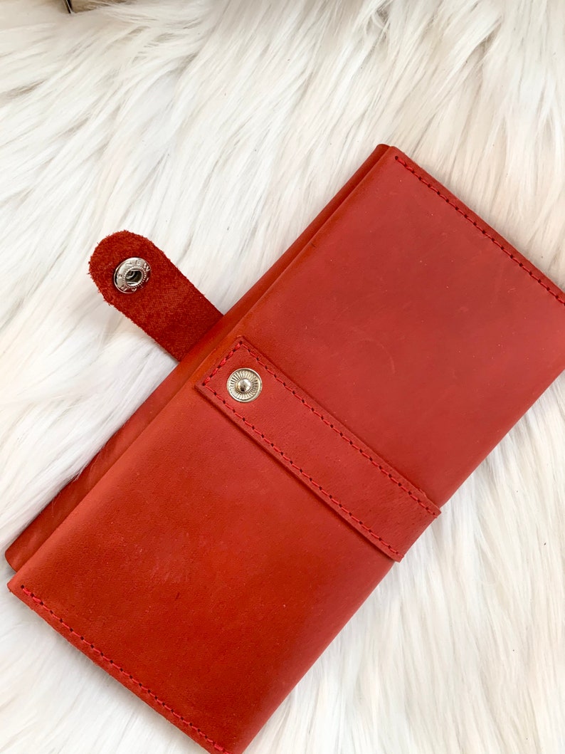 Red leather women wallet Bifold slim women\u2019s wallet