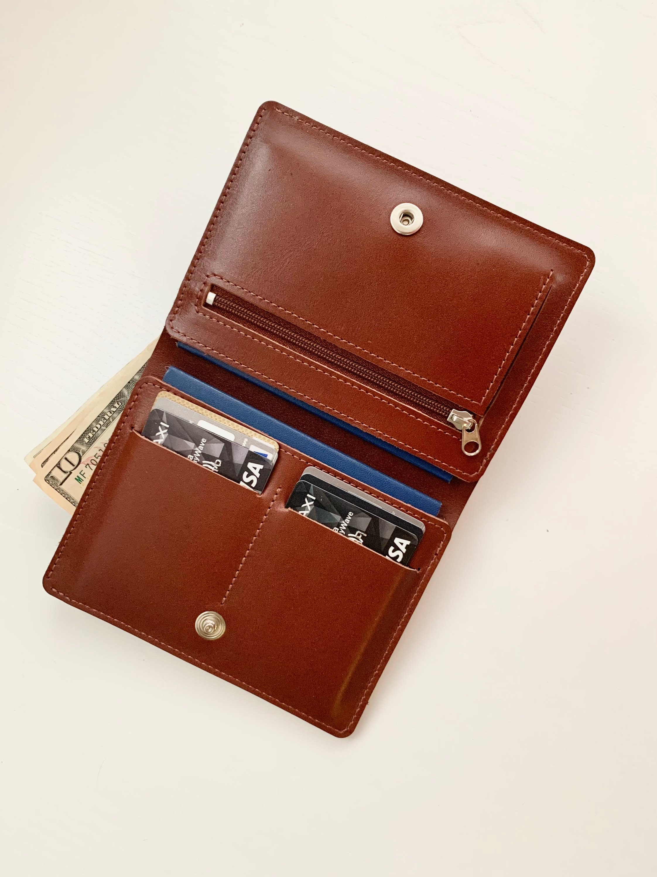 Passport holder Brown leather travel wallet Travel case Etsy