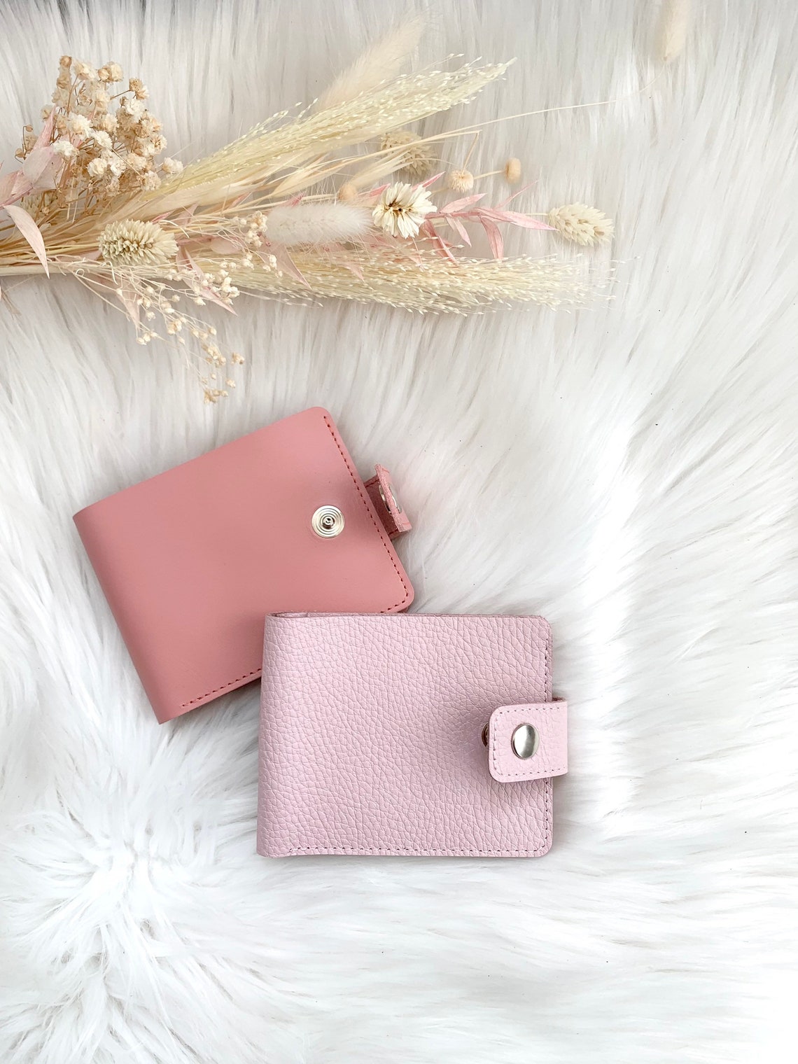 Pink leather wallets women Small womens wallet Cute wallet Etsy