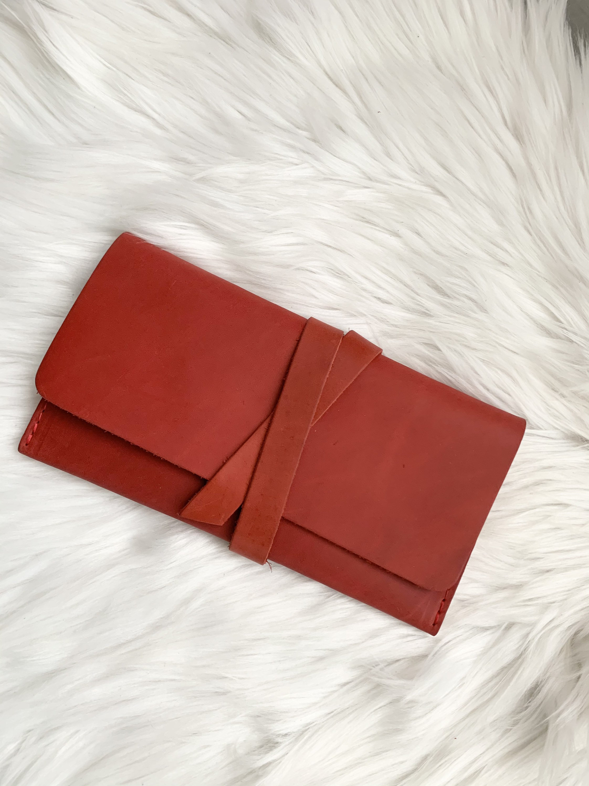 Red leather women's wallet Long leather wallet Vintage Etsy