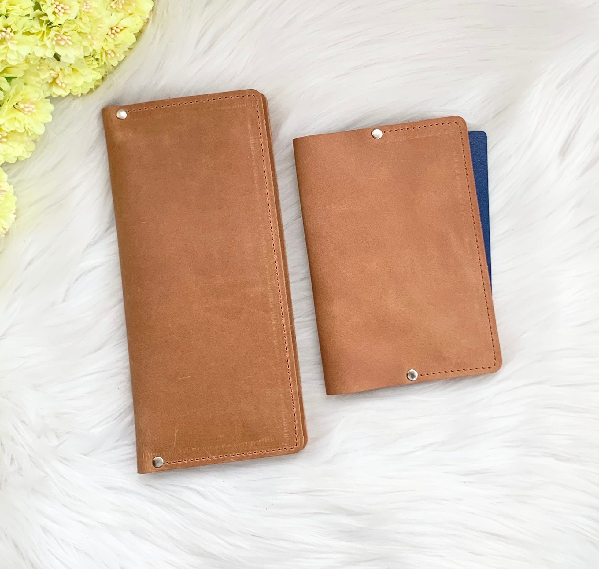 Leather gift set for women 3rd anniversary gift Slim leather Etsy