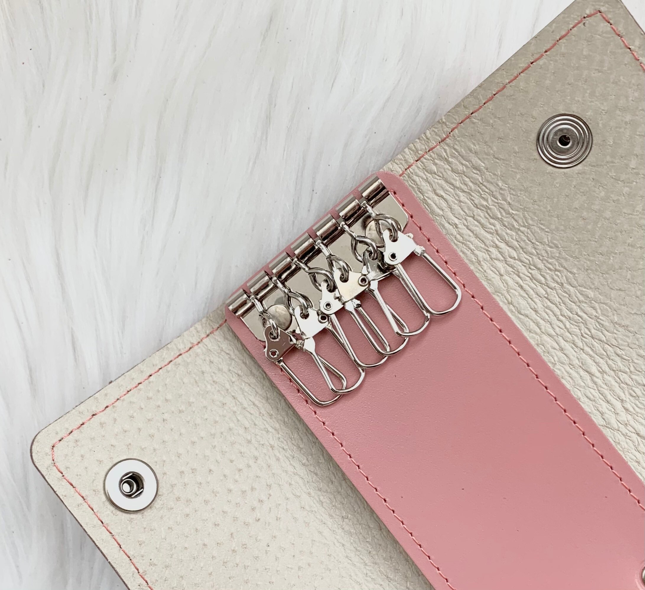 Pink Leather Key Holder Key Chains for Women Etsy