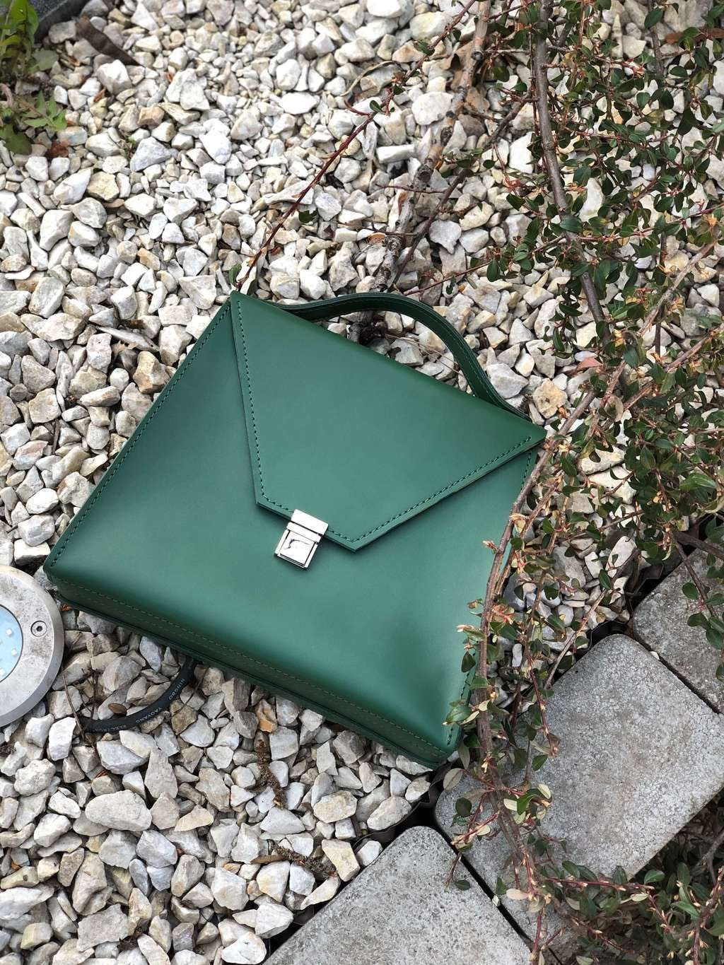 Green leather bag women Green leather purse Shoulder bag | Etsy