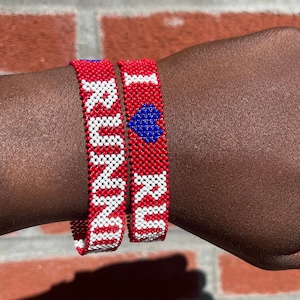 I love Running Bracelet Red, White, blue, red Marathon Finisher New York City Running