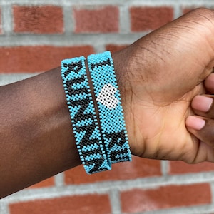 I love Running Bracelet Sea Blue, White, black,   Marathon Finisher New York City Running
