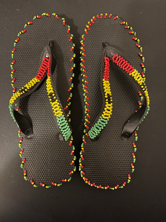 Ghana Flag Beaded Flip Flops Sandals Etsy Canada