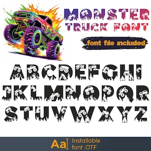 モンスター トラック フォント OTF、モンスター ジャム アルファベット、カーズ フォント、子供向けインストール可能フォント、男の子向けフォント、デジタル ダウンロード、パーソナライズされたモンスター トラック