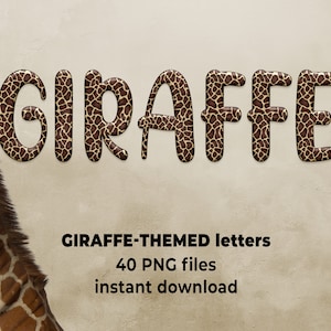 Giraffe Muster Buchstaben PNG, Giraffe Alphabet PNG, Wild Life Buchstaben, Alphabet Clipart, Kinder Buchstaben, Buchstaben und Zahlen, Safari Buchstaben