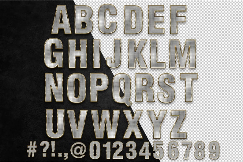 Diamond Alphabet png, Diamond Letters, Rich Letters png, Glam Lettering, Gold and Diamond alphabet, Sparkle letters, Bling alphabet PNG image 3