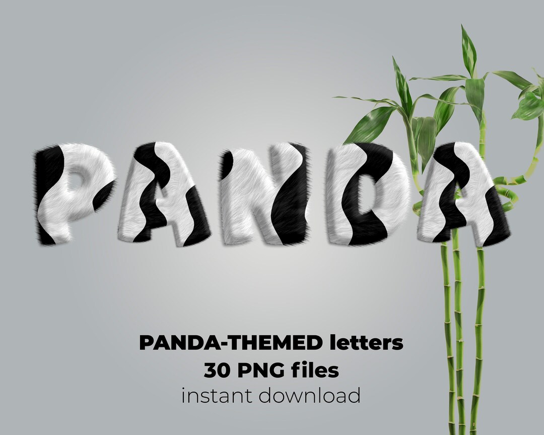 Panda Themed Letters PNG, Panda Alphabet, Animals Alphabet, Wildlife