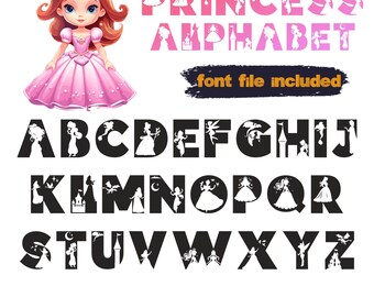 Princess font OTF, Princess Alphabet, Girl Birthday Letters, Magic Letter, Installable Font, Commercial use