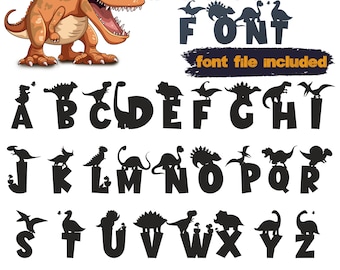 Dinosaur Font for Kids, Dinosaur Letters, SVG and TTF, Dinosaur Shirt, Kids SVG, Dinosaur Party, Digital Download