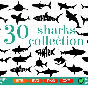 Shark svg, Shark Silhouette, Sharks Bundle, Shark cut file, Fish svg, Fish clipart, Hammerhead shark svg, Shark party svg, Cricut, Vinyl