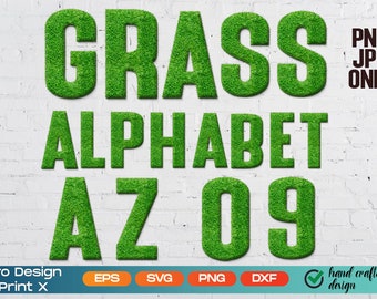 Grass Alphabet, Grass Numbers, Flora Letters, Summer clipart, Spring clipart, Easter letters, T-shirt design, Green font, Digital download