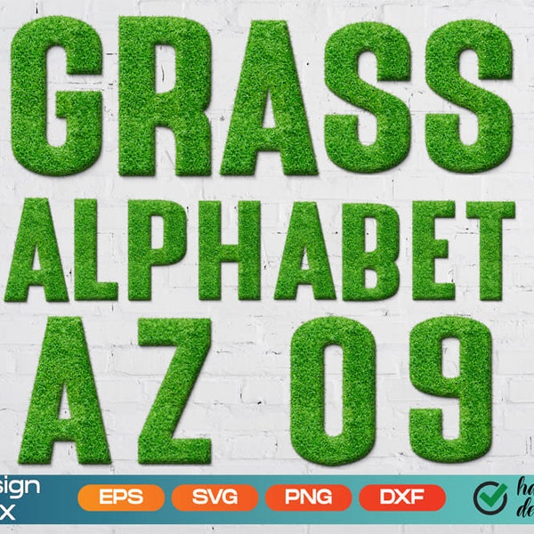 Grass Alphabet, Grass Numbers, Flora Letters, Summer clipart, Spring clipart, Easter letters, T-shirt design, Green font, Digital download