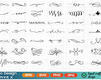 Separadores de texto svg, Paquete de separadores svg, Adornos svg, Boda svg, Decoración de texto svg, Bordes de separadores svg, Texto ornamental svg, Vector