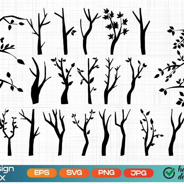 Tree branch svg, Branch silhouettes, Leaf Branch clipart, Tree vector svg, Bare branch svg, Branch vector svg, Forest silhouette svg, png