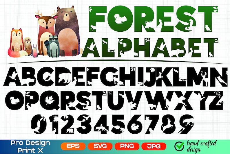 Wildlife Alphabet svg Forest animals letters Wild animals | Etsy