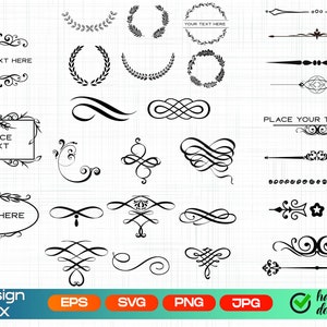 Decorative text dividers, text decoration, wedding svg, Flourish svg, Ornament svg, Valentines day svg, Swashes swirls svg, leaf wreath svg