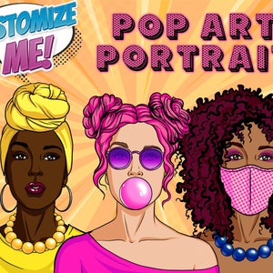 Benutzerdefiniertes Pop Art Porträt, Cartoon Mädchen Porträt, personalisiertes POP ART Plakat, personalisierter Druck, Cartoon Illustration, digitale Kunst
