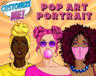 Custom Pop Art Portrait, Cartoon girl portrait, Personalized POP ART poster, Personalized print, Cartoon Illustration, Digital Art