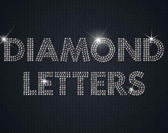 Diamantletters, png, Glamour Sparkling alfabet en cijfers, png, strassletters