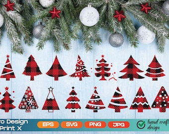 Kerstboom svg, buffel geruite svg, kerstdecor, kerstshirt, Merry Christmas svg, Cricut silhouetbestanden, ontwerpen kerst