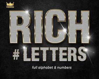 Diamond Alphabet png, Diamond Letters, Rich Letters png, Glam Lettering, Gold and Diamond alphabet, Sparkle letters, Bling alphabet PNG