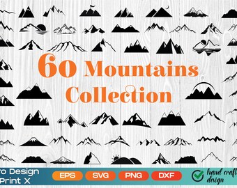 Svg montagne, nature svg, clipart montagne, colline svg, svg roche, silhouette des montagnes, vecteur de la montagne, svg de plein air, montagne Cricut, Png