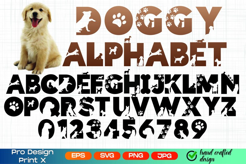 Doggy Alphabet svg Dog Letters svg Doggy numbers Dog lover Etsy