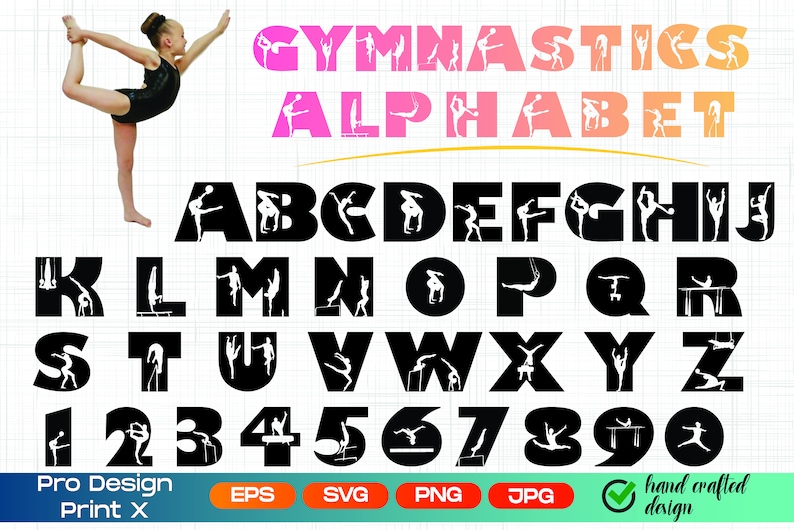 Gymnastics Svg Gymnastics Alphabet Gymnast Letters Svg Etsy