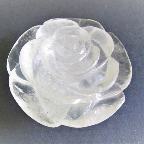 Genuine Clear quartz Flower Carving | Rose Shaped Handmade Crystal | Decor Showpiece | Repel Negativity Crystal | Gift Crystal Carving