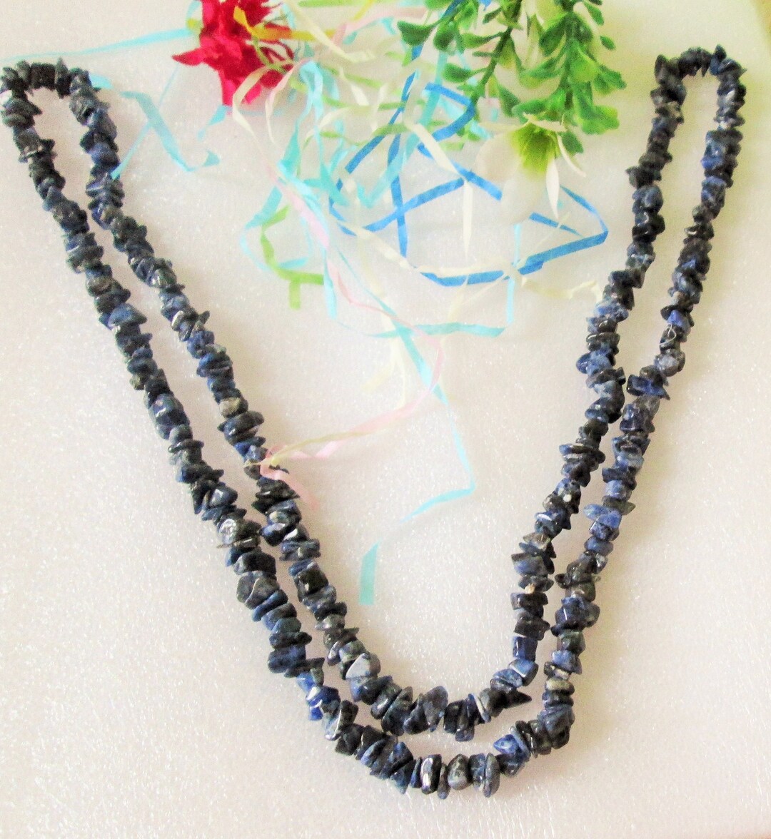 Sodalite Energy Chip Necklace Crystal Energy Necklace Etsy