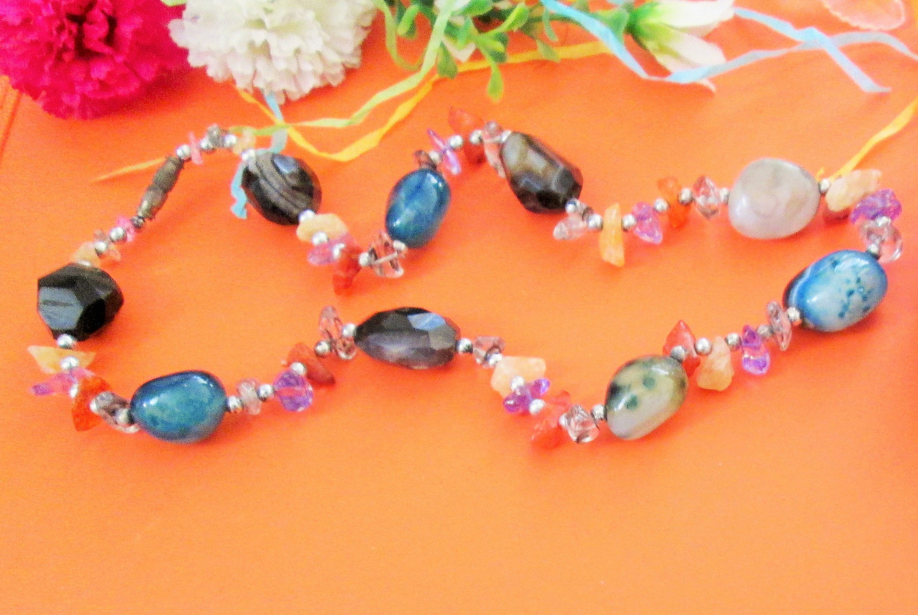 Tumbled Crystal Energy Necklace Multi Color Tumbled Necklace Etsy