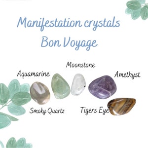 Set di manifestazione / Set di Cristalli di Viaggio Bon / Cristalli di Viaggio Felice / 5 Cristalli Incantevoli in Scatola Regalo / Scheda informazioni proprietà cristallo