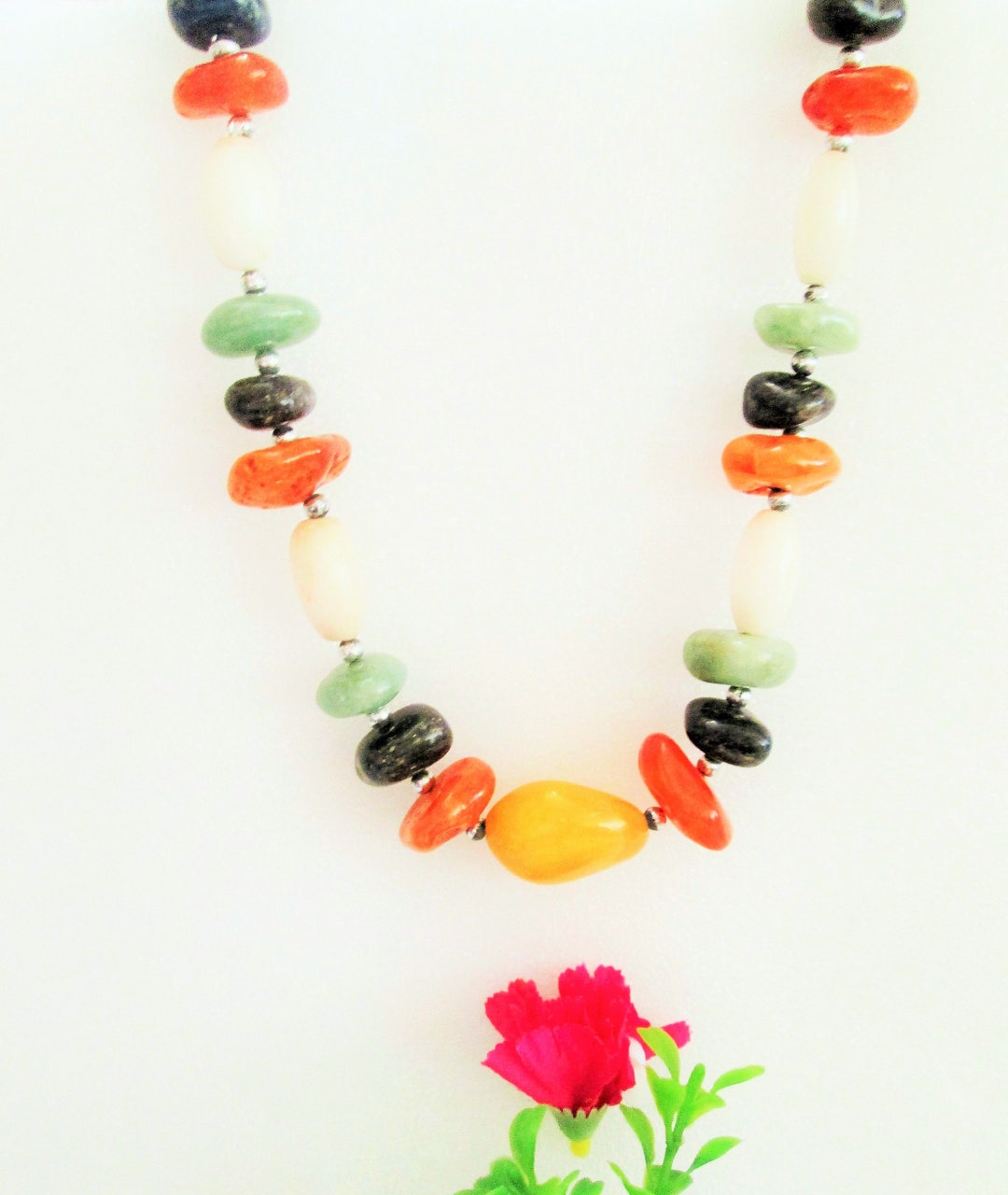 Tumbled Crystal Energy Necklace Multi Color Tumbled Necklace Crystal