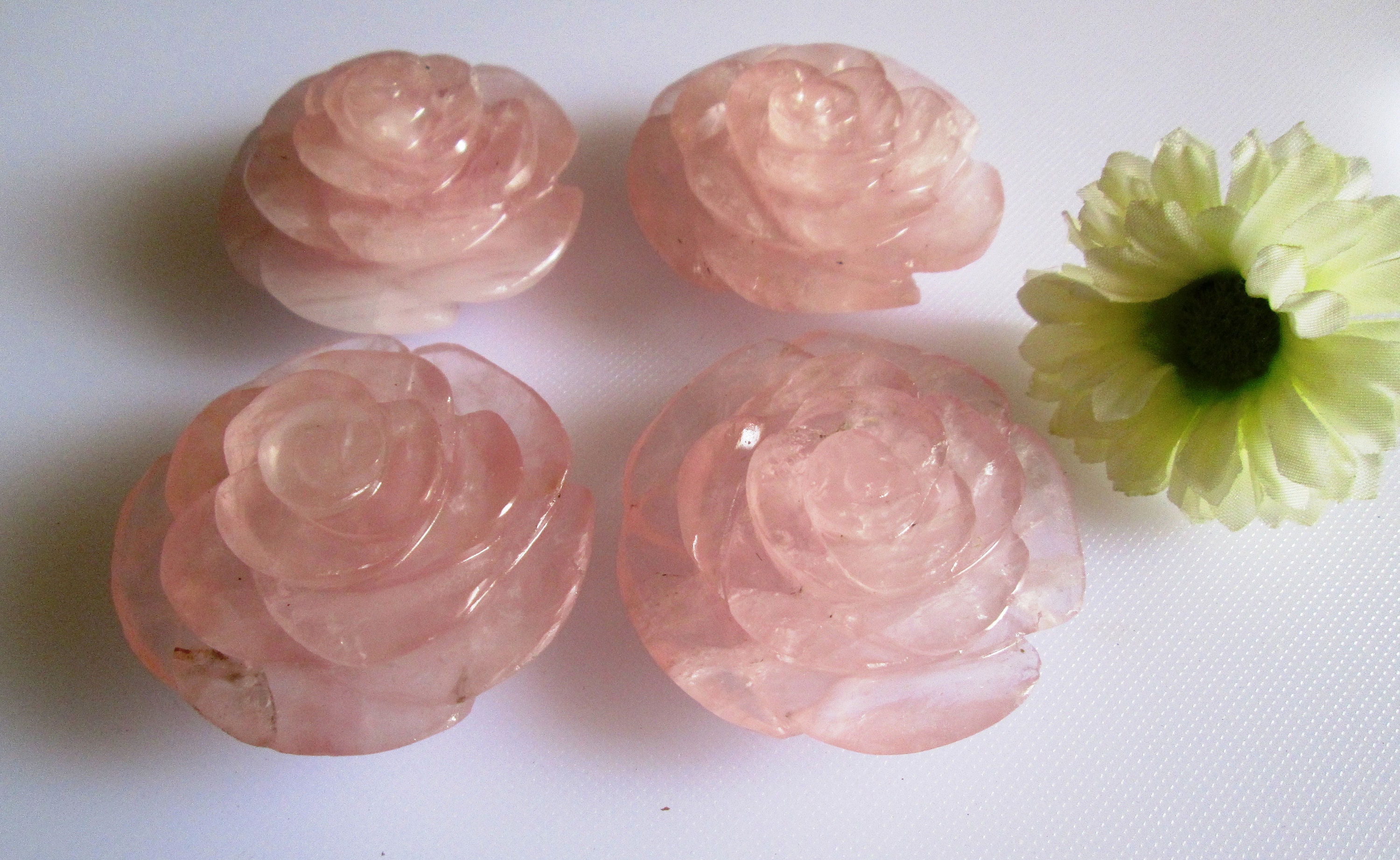 Genuine Rose Quartz Flower Carving Rose Shaped Handmade Etsy