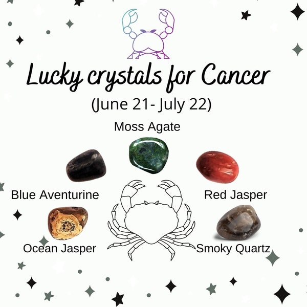 Cancer Zodiac Crystals Set | 5 Crystals for Birthdates-21st June To 22nd July| Cancer Lucky Crystals | Birthday Gift For Cancer Zodiac