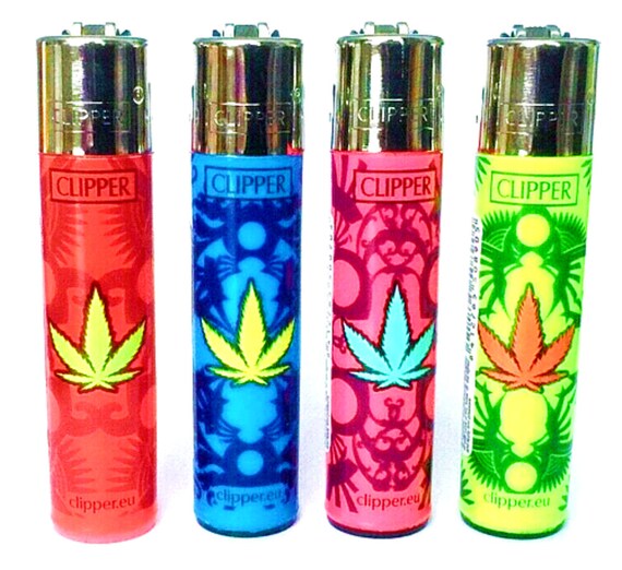 4 x Coloured Leaves RARE Clipper Lighters Unique Funny Cool Clippers  Lighter Colourful Gas Refillable