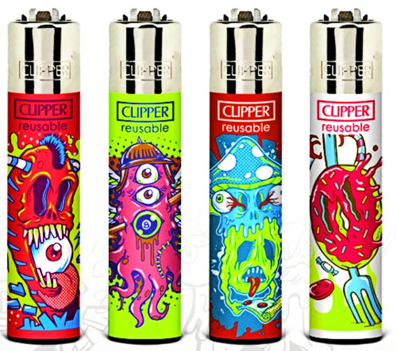 4 X Monsters RARE Clippers Lighters Funny Cool Clipper Lighter Colourful  Refillable Unique -  Israel